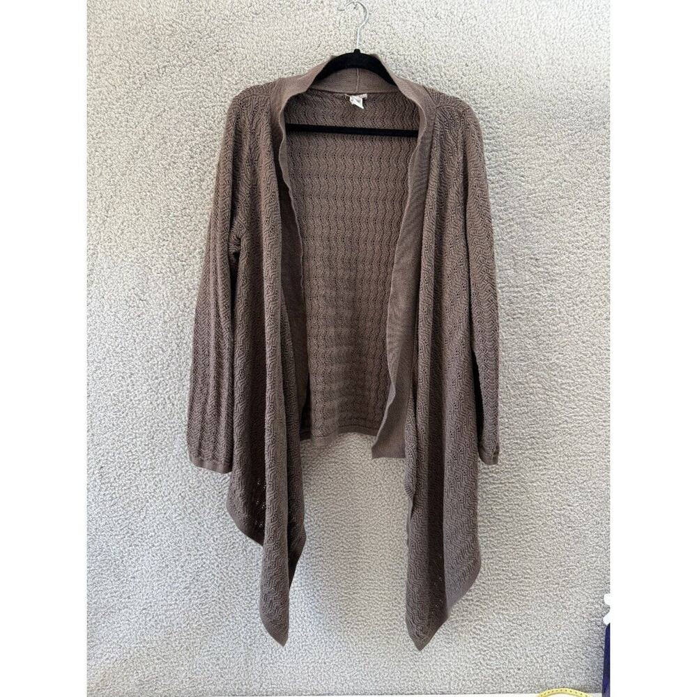 J JILL Open Front Cardigan Womens 2X Asymmetrical Long Sleeve Brown Lagenlook